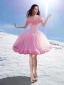 Lovely Sleeveless Lace Up Mini Length Hand Made Flower Prom Gown