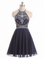 Fantastic Black Chiffon Side Zipper Homecoming Dress Sleeveless High Low Beading