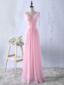 Sleeveless Ruching Zipper Bridesmaid Gown