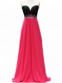 Beauteous Floor Length Zipper Evening Gowns Pink And Black for Prom and Party and Military Ball and Sweet 16 with Beading