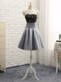 Grey Side Zipper Prom Dresses Lace and Appliques Sleeveless Mini Length