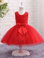 Lovely Sleeveless Bowknot Zipper Little Girl Pageant Gowns