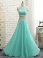 Flirting Apple Green Side Zipper High-neck Appliques Teens Party Dress Chiffon Sleeveless