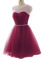 Custom Fit Tulle Sleeveless Mini Length Prom Dress and Beading and Ruffles