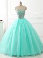 Suitable Apple Green Sweetheart Lace Up Beading 15 Quinceanera Dress Sleeveless