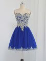 Beautiful Sweetheart Sleeveless Zipper Prom Evening Gown Royal Blue Tulle