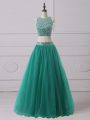 Flirting Green Scoop Neckline Beading Prom Dress Sleeveless Zipper