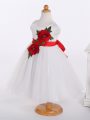 Most Popular Scoop Sleeveless Zipper Child Pageant Dress White Tulle