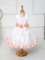 Ball Gowns Pageant Gowns For Girls White Scoop Tulle Sleeveless Knee Length Zipper