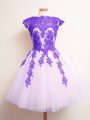 Adorable Scalloped Sleeveless Tulle Vestidos de Damas Appliques Lace Up