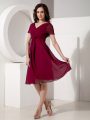 Comfortable Fuchsia Short Sleeves Knee Length Ruching Zipper Mother Of The Bride Dress