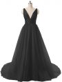 Dynamic V-neck Sleeveless Organza Homecoming Dress Online Ruching Sweep Train Backless