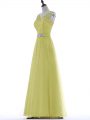 Fabulous Yellow Sleeveless Beading and Lace and Appliques Floor Length Evening Dress