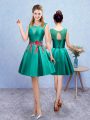 Sumptuous Knee Length Lace Up Quinceanera Court Dresses Turquoise for Prom and Party with Embroidery