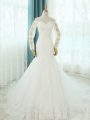 Pretty White Sleeveless Court Train Beading and Appliques Wedding Gowns