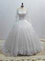 High Quality Long Sleeves Brush Train Lace Up Lace Wedding Dresses