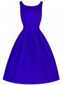 Sexy Scoop Sleeveless Dama Dress for Quinceanera Knee Length Ruching Blue Taffeta