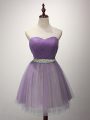 Romantic Lavender Lace Up Bridesmaids Dress Ruching Sleeveless Mini Length