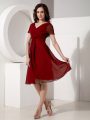 Low Price Knee Length Red Mother Of The Bride Dress V-neck Short Sleeves Zipper