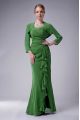 Super Mermaid Mother Of The Bride Dress Green Straps Chiffon Sleeveless Floor Length Zipper