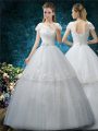 Best Selling Floor Length Lace Up Wedding Gowns White for Wedding Party with Embroidery