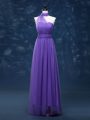 Most Popular Lavender Empire Ruching Vestidos de Damas Lace Up Tulle Sleeveless Floor Length