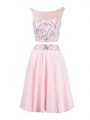 Fashionable Baby Pink Scoop Zipper Beading Prom Party Dress Sleeveless