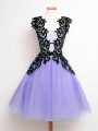 Extravagant Tulle Straps Sleeveless Lace Up Lace Bridesmaid Gown in Lavender