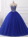Dynamic Royal Blue Sweetheart Lace Up Beading Quinceanera Dress Sleeveless