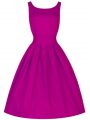 Cute Fuchsia Sleeveless Taffeta Lace Up Bridesmaids Dress for Prom and Party and Wedding Party