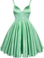 Captivating Elastic Woven Satin Spaghetti Straps Sleeveless Lace Up Lace Bridesmaids Dress in