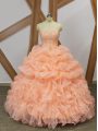 Organza Sleeveless Quinceanera Gowns Sweep Train and Beading and Ruffles and Pick Ups