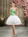 Sweetheart Sleeveless Prom Dress Mini Length Embroidery White Organza