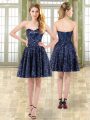Sweetheart Sleeveless Mini Length Beading Navy Blue Tulle and Sequined