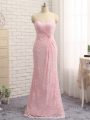 Excellent Baby Pink Zipper Mother Of The Bride Dress Beading and Lace and Appliques Sleeveless Floor Length