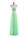 Edgy Apple Green Empire Chiffon Strapless Sleeveless Beading Floor Length Zipper Evening Dress