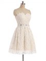 Enchanting Mini Length Champagne Cocktail Dresses Sweetheart Sleeveless Zipper