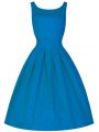 Simple A-line Wedding Guest Dresses Blue Scoop Taffeta Sleeveless Knee Length Zipper