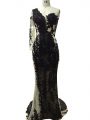 Floor Length Column/Sheath Long Sleeves Black Prom Gown Side Zipper