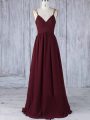 Best Straps Sleeveless Chiffon Bridesmaid Dresses Appliques Zipper
