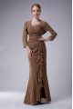 Lovely Brown Zipper Straps Beading Mother Of The Bride Dress Chiffon Sleeveless