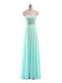 Hot Sale Aqua Blue Strapless Zipper Beading Prom Evening Gown Sleeveless