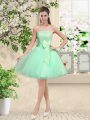 Apple Green Sleeveless Organza Lace Up Bridesmaid Gown for Prom and Party