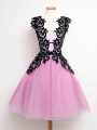 Eye-catching Lilac Straps Neckline Lace Bridesmaids Dress Sleeveless Lace Up