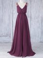 Captivating Sleeveless Backless Floor Length Appliques Bridesmaid Gown