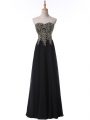 Black Sleeveless Chiffon Side Zipper Evening Dresses for Prom and Military Ball and Beach