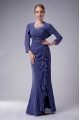 Pretty Blue Chiffon Zipper Straps Sleeveless Floor Length Mother Of The Bride Dress Beading