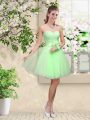 Knee Length Dama Dress Tulle Sleeveless Lace and Belt