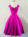 Trendy Fuchsia Sleeveless Ruching Knee Length Quinceanera Dama Dress
