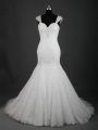 Trendy White Straps Neckline Lace Wedding Gown Sleeveless Lace Up